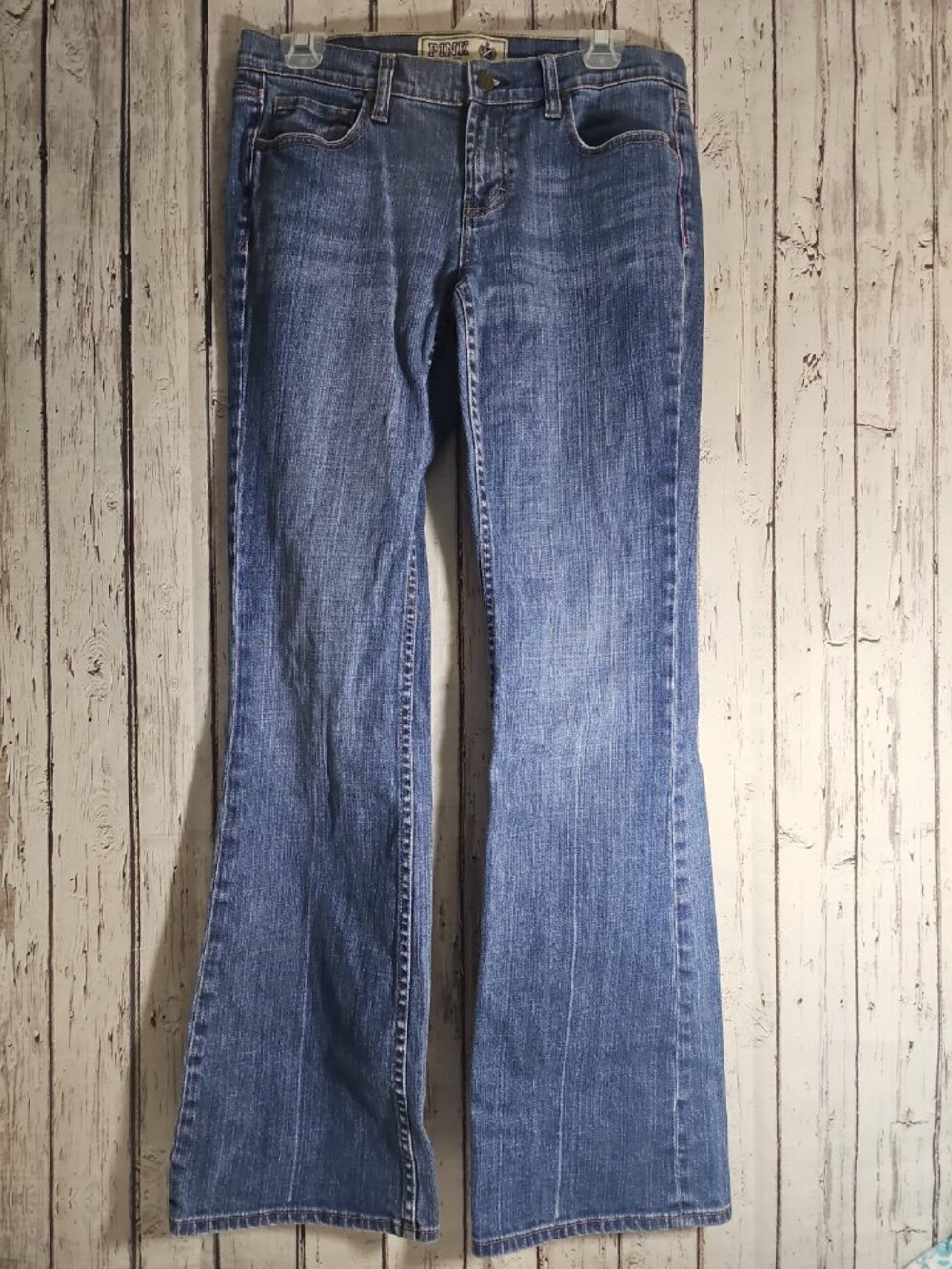 Pink Victoria Secret Flare Low Rise Y2K Denim Jeans Women Size 8R